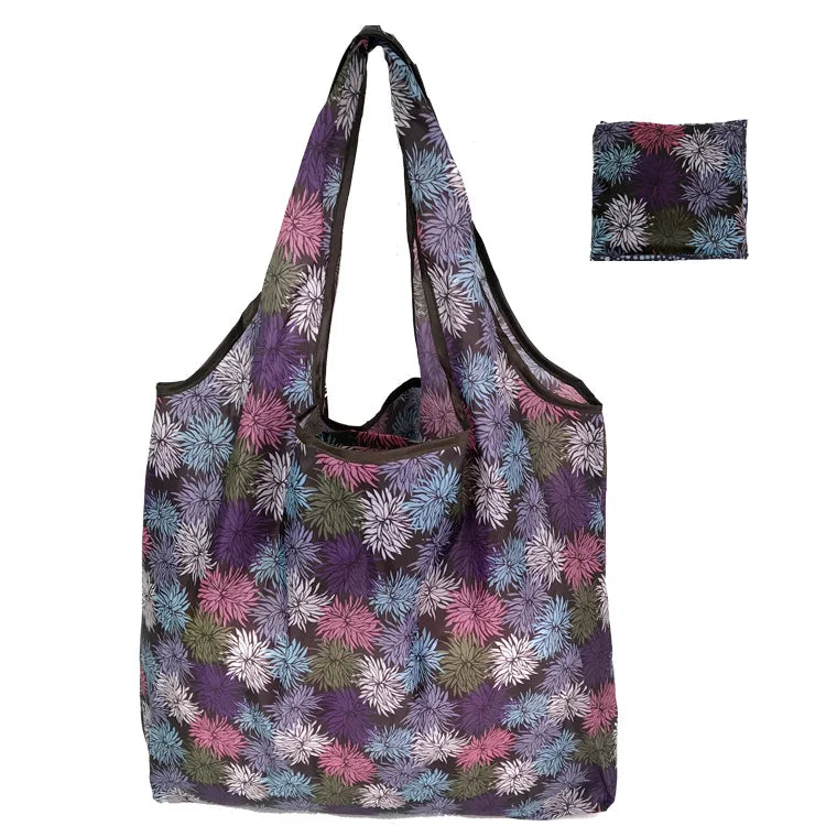 Large Reusable Shopping Bag Women's Foldable Floral Environmentally Friendly Portable Tote Bag Grocery Storage Bag