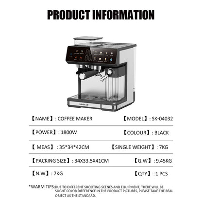 Espresso and Cappuccino Coffee Machine - 20 Bar Double Boiler Latte Coffee Maker, 4 in 1 Multifunction with LED Touch Controls