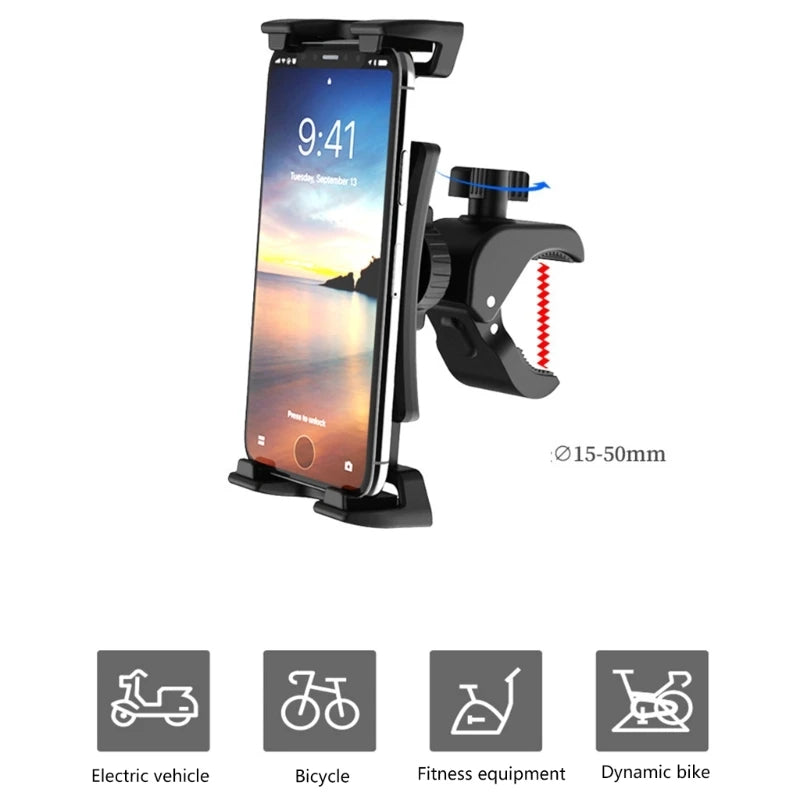 Spinning Bike Tablet Mount Holder Indoor Stationary Exercise Bikes Tablet Clamp Gym Treadmill Elliptical Tablet Stand
