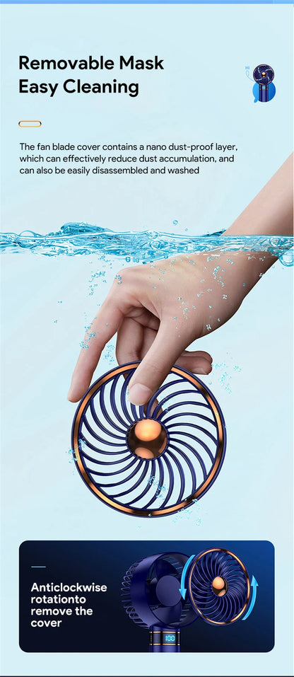 Hand Fan 2024 New Handheld Mini Fan USB 5000mAh Rechargeable Mini Portable Small Pocket Fan Data Display