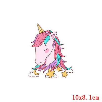 Rainbown Unicorn Heat Thermal Transfer For Clothes Cute Cartoon Iron-On Transfers Sticker On Babys Clothes DIY Aniaml Applique