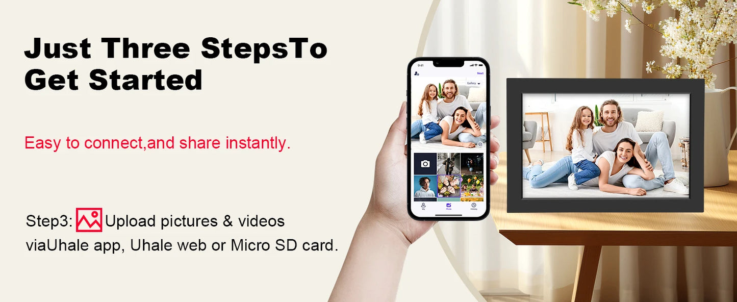 WiFi Digital Photo Frame 10.1 Inch 32GB Smart Digital Picture Frame with 1280x800 IPS HD Touch Screen Digital Frame Gift