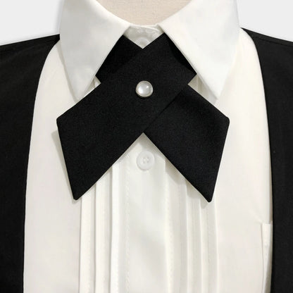 Crisscross Bow Tie Fashionsolid Color  Detachable Collar jk Apparel Accessories