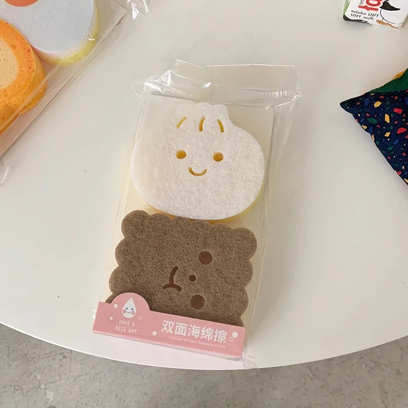 Cute Magic Sponge Kitchen Cleaning Tools Gadgets Dishwashing Sponges Egg Toast  Kawaii Items  Bathroom Dishwasher