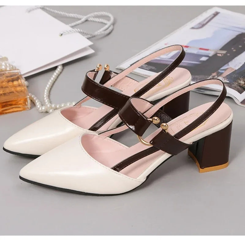 Sandals Women's Summer New Pointy Chunky Sandals Large Size Women's Fashion Woman Shoes  Sandals