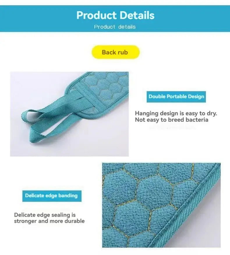 3 PCS Three-piece Bath Set, Rub Bath and Bath Artifact, Household Long Rub Back Towel, Bath Gloves, Bath Flower Set