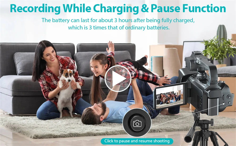 6K Professional Video Cameras for Photography 64MP Ultra HD 18X Digital Zoom Camcorders YouTube Live Streaming Vlog Recorder