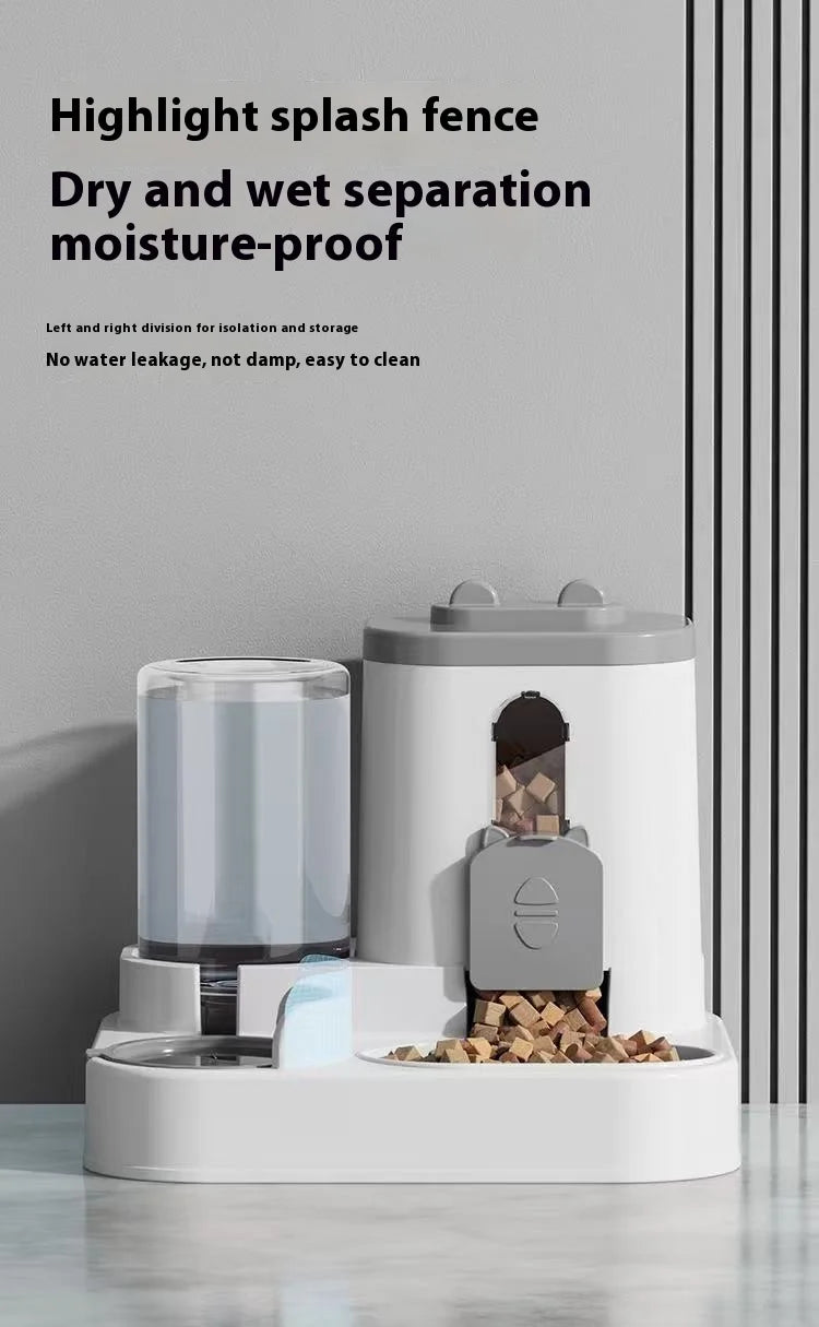 Automatic Feeder with Spill Proof Design with Water Fountain Pet Food Dispenser for Small Medium Large Cats Dogs