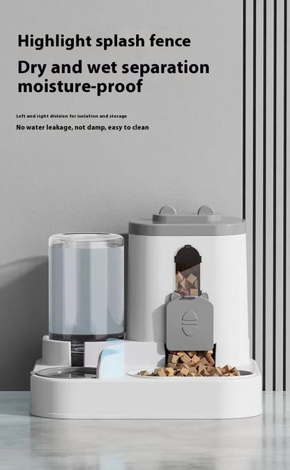 Automatic Feeder with Spill Proof Design with Water Fountain Pet Food Dispenser for Small Medium Large Cats Dogs