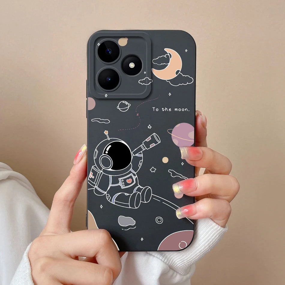 Case For Realme Note 50 Flower Painted Upgrade Lens Protection Soft Back Cover Model RMX3834 Liquid Silicone Phone Protectors