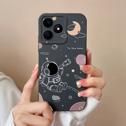 Case For Realme Note 50 Flower Painted Upgrade Lens Protection Soft Back Cover Model RMX3834 Liquid Silicone Phone Protectors
