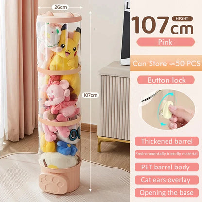 Doll Storage Bucket Transparent Moistureproof Storage Tube for Children's Plush Toys Organizer Home Organization and Storage