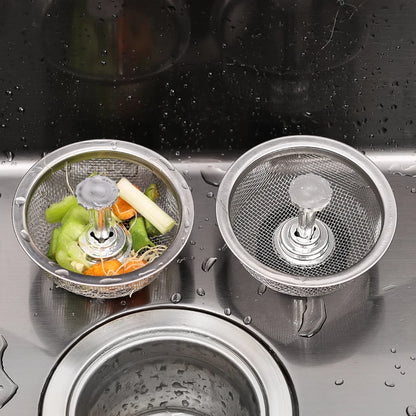 Wholesale Kitchen Sink Strainers with Handle Stopper Sink Drain Basket Stainless Steel Mesh Filter Waste Hole Trap Strainer