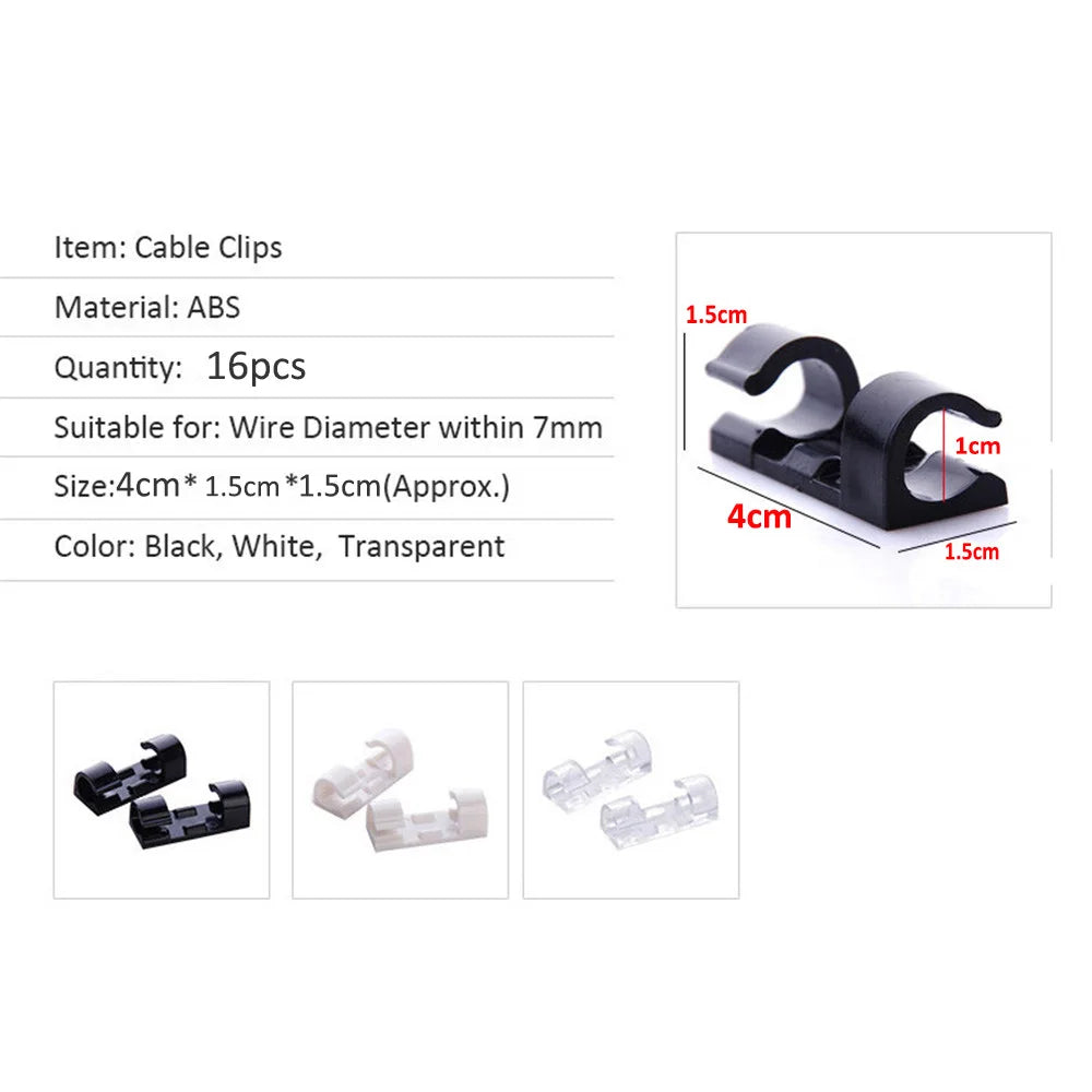 Cable Organizer Clips Cable Management Desktop & Workstation ABS Wire Manager Cord Holder USB Charging Data Line Bobbin Winder