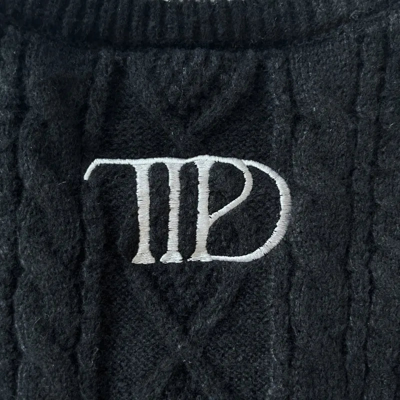 Butterfly Knitted Cardigan Women Dark Green Cardigans with Embroidery Winter Letter Patch Oversized Sweaters Tops Folklore Girl