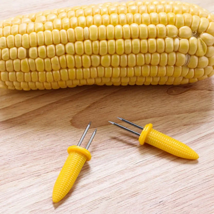 10Pcs Corn Fork BBQ Stainless Steel Corn Holders Handheld Anti Scalding Corn Needle Corn On The Cob Double Fork Barbecue Tool