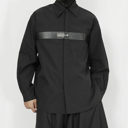 Men's shirt original 2023 new niche design feeling young men's fashion leisure loose black long sleeve shirt in the autumn