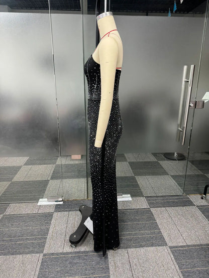 CM.YAYA Diamonds Hot Rhinestones Strapless Women Sleeveless Long Dress 2025 Spring Birthday Party Evening Prom Maxi Dresses