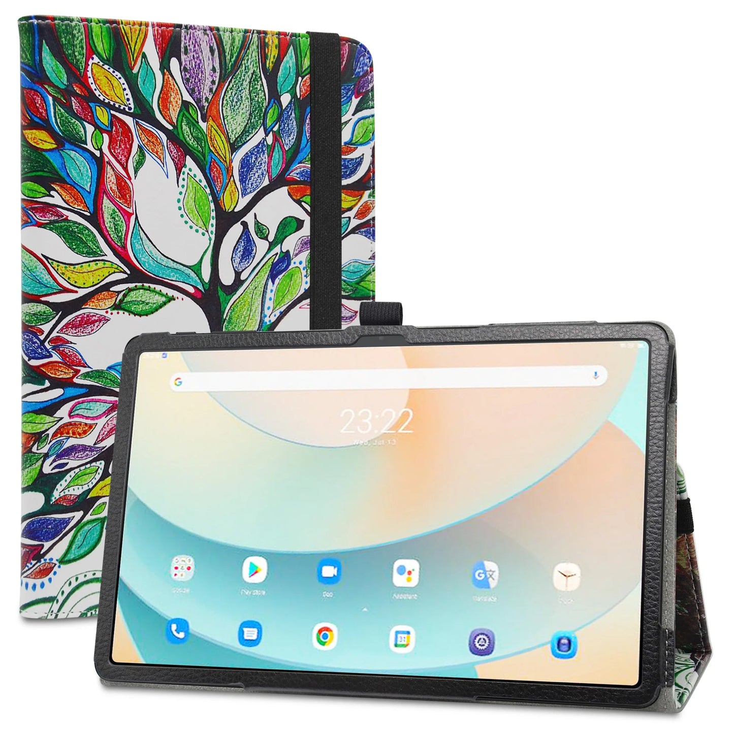 Tablet Case For 10.4" TCL TAB 10 Gen 2 / TECLAST T40Air  Folding Stand PU Leather Cover with Elastic Closure