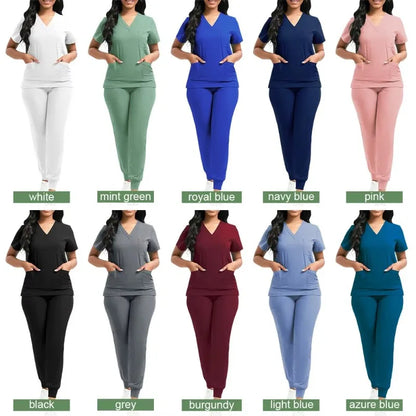Medical Scrubs Bulk Order - Anti-Microbial Jogger Sets for Surgery/Dental/Vet/SPA/Pharmacy Multi-Pocket Workwear with Pen Slot