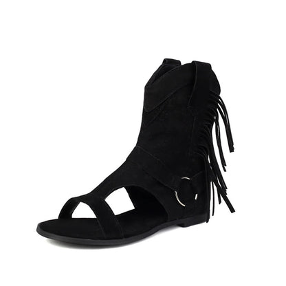 Sandalias De Mujer 2025 Summer Fashion Casual Beach Shoes Flat Women Sandals Bohemian Tassel Cool Boots Super Big Size 50 A05