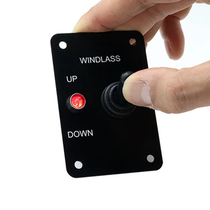 Marine Boat Anchor Windlass Control Panel Return Aluminum Plate 2 Way Led Light Up/Down Toggle Switch Anchor Winch