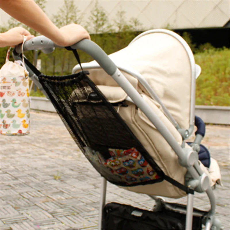 Baby Stroller Bag Hanging Net Bags Portable Large Capacity Pram Storage Pocket Infant Products Organizer Stroller Accessories