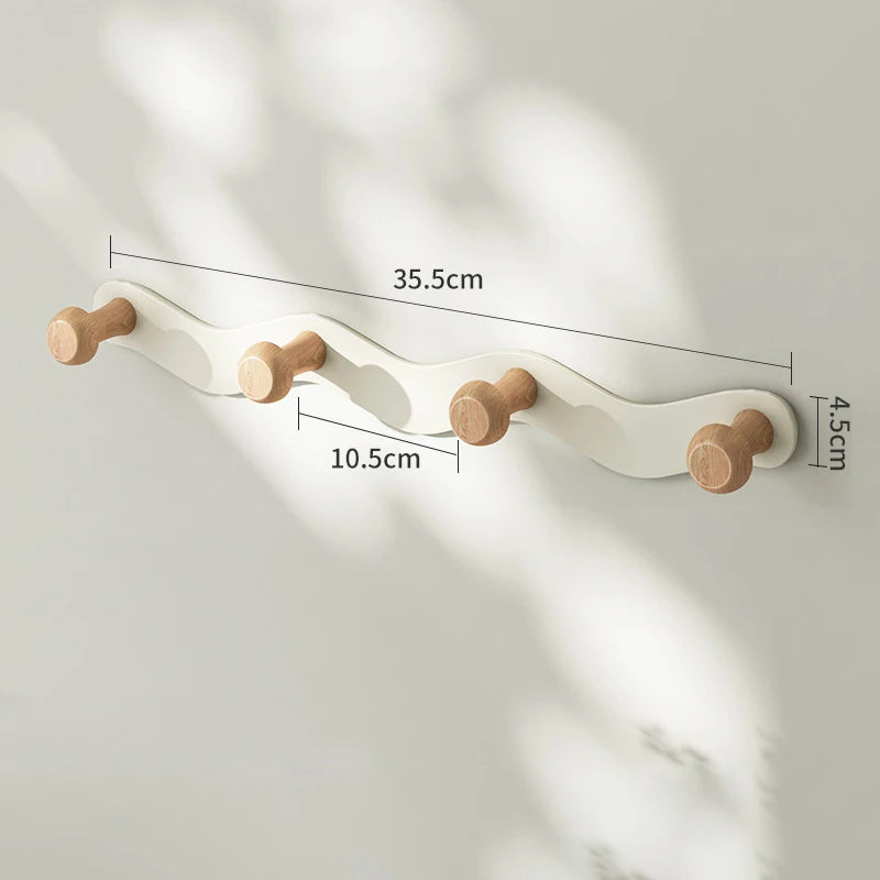 Wave Shaped Door Hook Bedroom Door Back Hanging Hanger Living Room Key Coat Hook Punch-Free Wall Mounted Wooden Hooks Wall Decor