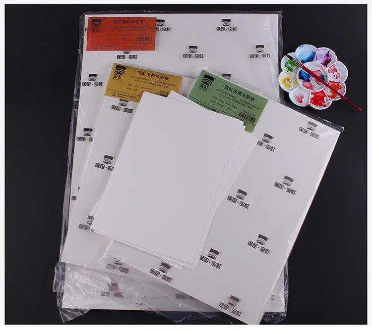 Baohong 20pcs 100% Cotton Artist Watercolor Drawing Paper 300gsm 32K 16K 8K Art Supplies Student School Supplies