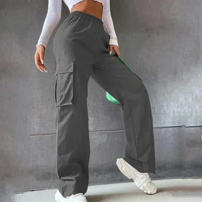 Women Cargo Pants Stylish Women's Cargo Pants Trendy Wide Leg Trousers with Elastic Waist Pockets Casual Korean for Spring