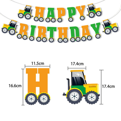 Farm Green Tractor Supplies Tractor Balloons Banner Hanging Swirl Cupcake Toppers Tractor Farm Themed Birthday Party Decorations