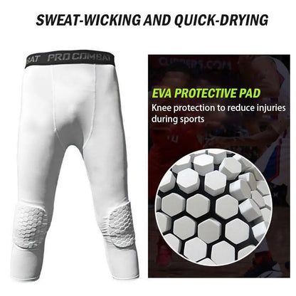 Knee Protection Sports Pants Athletic Basketball Knee Hex Pads Pants Knee Sports Protective Gear Sports Leggings