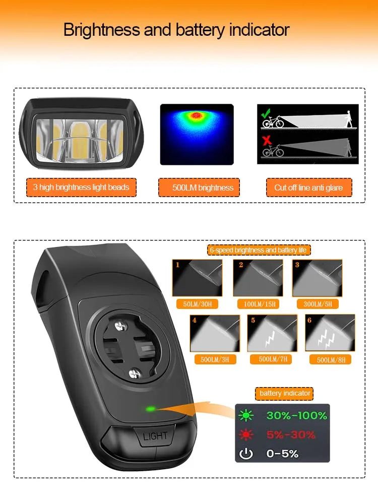 Bicycle lights & horns & Garmin computer stand 3in1, stacked BIKE computer base computer stand cycling code watch base headlighg