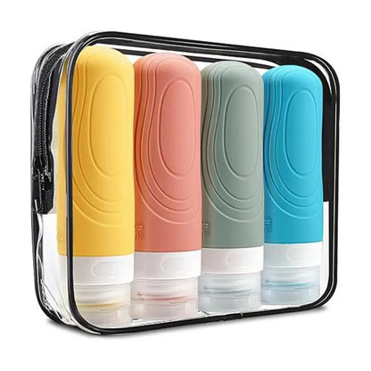 Silicone Travel Bottles Set of 4 Leak Proof 90ml Travel Refillable Bottles for Lotion Shampoo for Toiletries for On-the-go