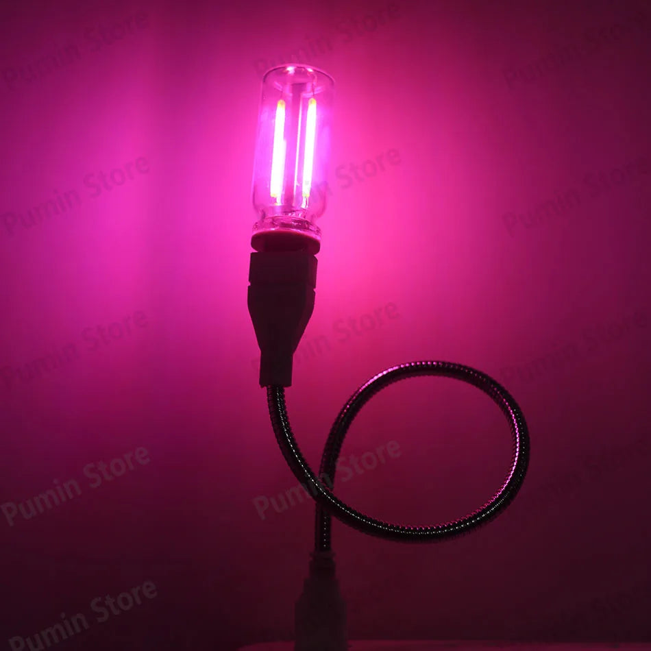 LED Night Light A set of Light Bulbs USB Bendable Night Light USB Metal Hose And Night Light Bulb Purple Pink Blue Green
