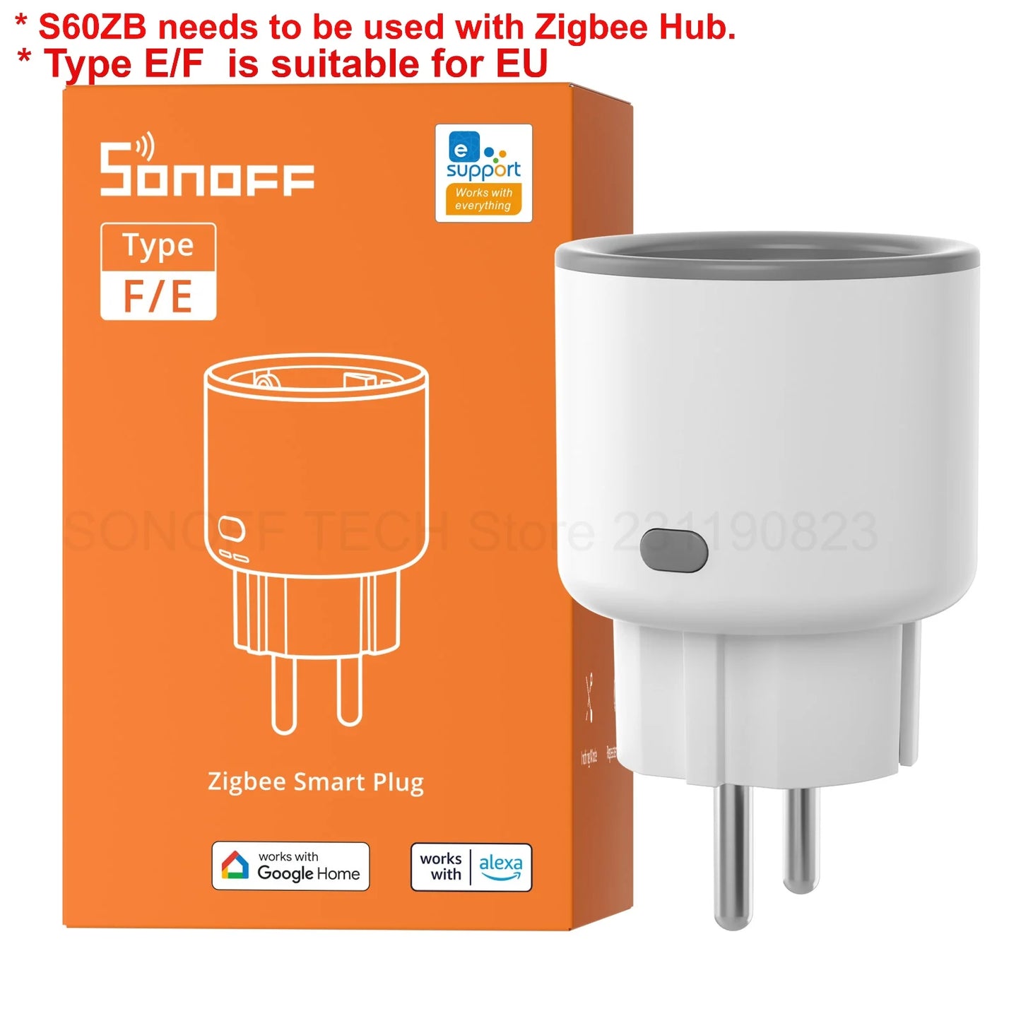 SONOFF S60ZB EU/UK iPlug Zigbee Smart Plug ZIgbee Router Device Overload Protection ENergy Monitoring Timer Control via Alexa