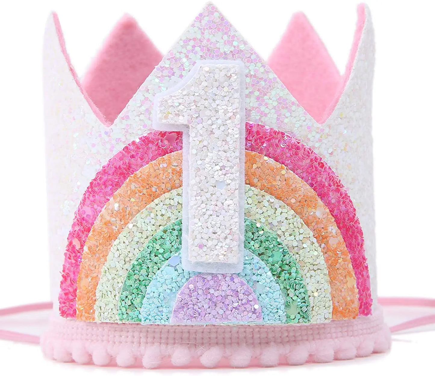 Felt Rainbow Theme Birthday Party Crown 1st 2nd 3rd Happy Birthday Party Decor Kids Baby Shower Party Number Hat Unicorn Party