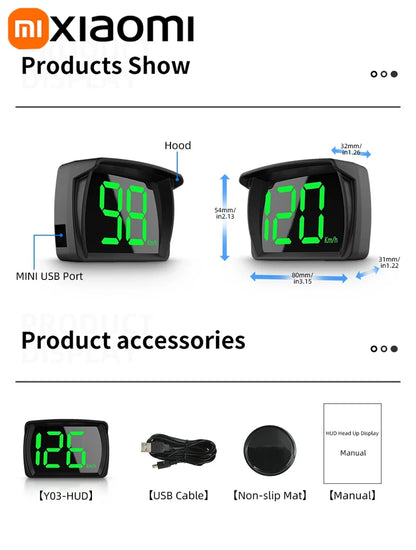 Xiaomi Car Speedometer HUD Head Up Display Digital Speed Meter Windshield Projector Vehicles Truck Auto Electronics Accessories