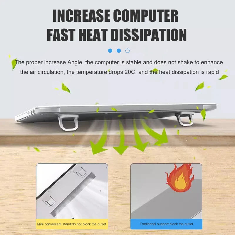 2pcs/Set Laptop Stand for Computer Keyboard Stand Riser Aluminum Mini Portable Laptop Stands for Notebook