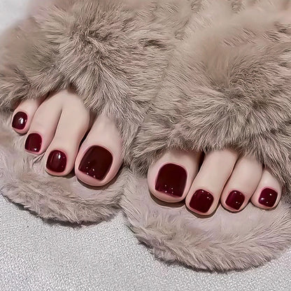 144pcs Short Square False Toe Nails Lake Blue/White/Red/Nude Press on Toenails Glossy Full Cover Toe Nails 100/120pcs Artificial