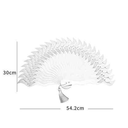 Chinese Fine Metal Antique Fan Hollow Self-Defense Kung Fu Tai Chi Fans Portable Men Stainless Steel Folding Fan Home Decor