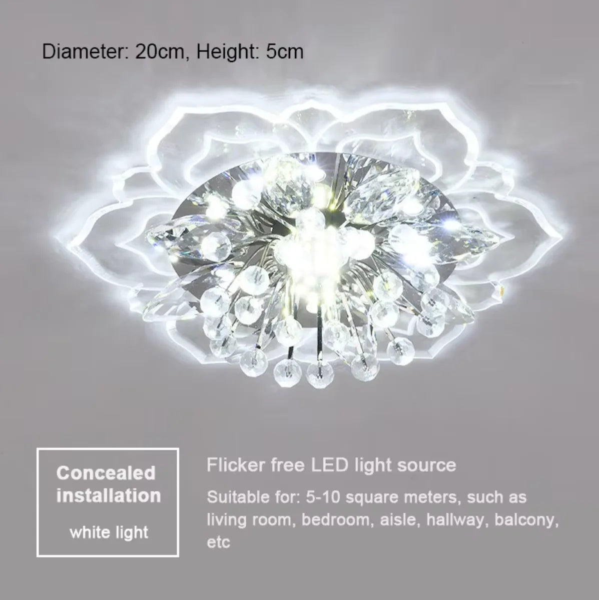 LED Crystal Ceiling Light Modern Flower Shape Ceiling Lamp Hallway Living Room Lamp Bedroom Kitchen Corridors Aisle Light