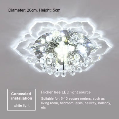LED Crystal Ceiling Light Modern Flower Shape Ceiling Lamp Hallway Living Room Lamp Bedroom Kitchen Corridors Aisle Light