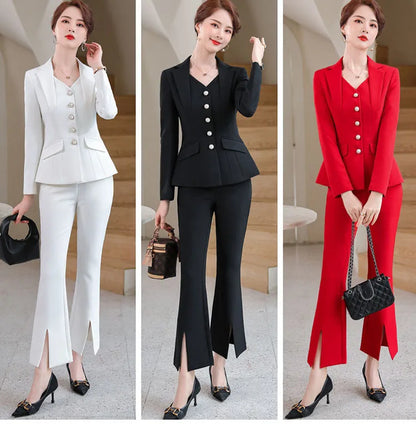 Office Formal Uniform Designs Women Business Suits Pant Suits With Pants Jacket Coat Professional Business Work Wear Blazers Set