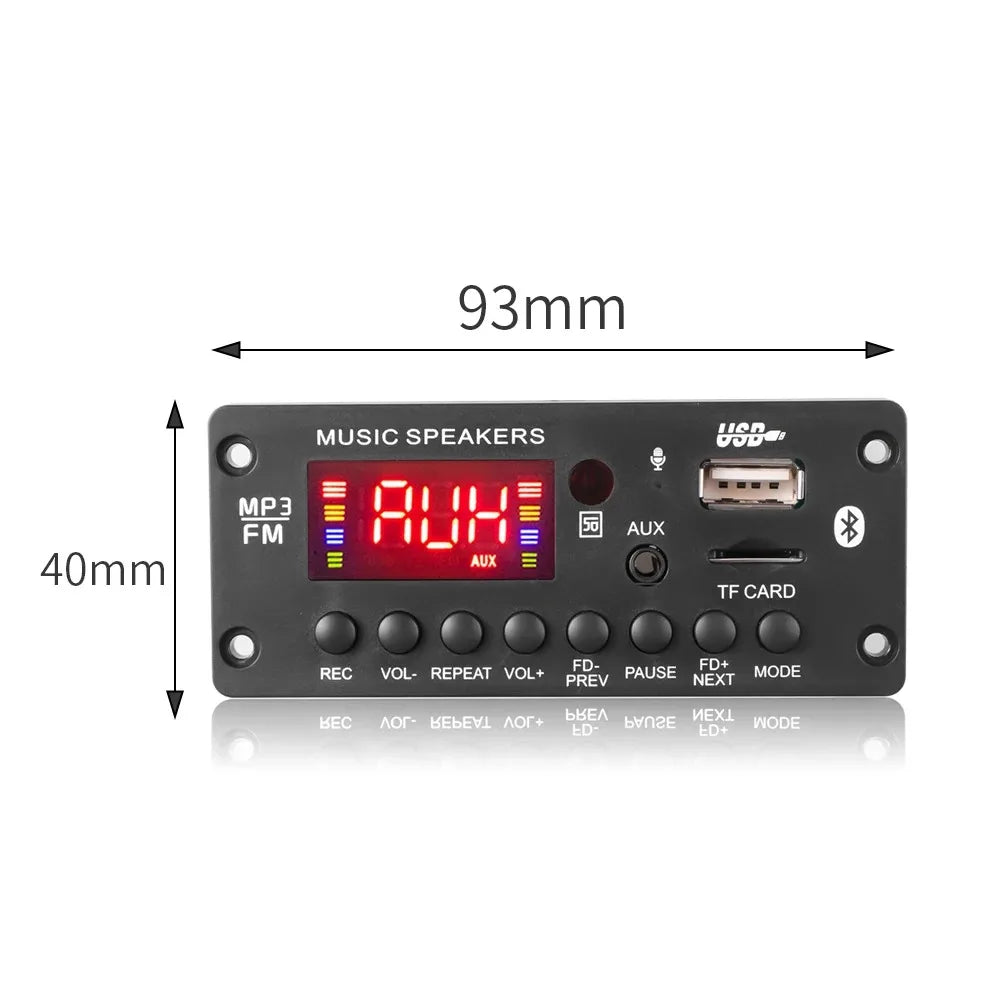 2*25W 50W Amplifier 12V MP3 Player Decoder Board Bluetooth 5.0 Car FM Radio Module TF USB AUX WMA Player Decoder Handsfree