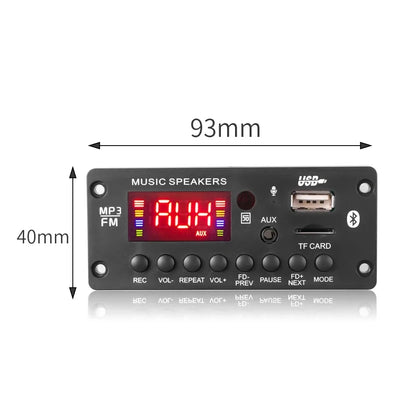 2*25W 50W Amplifier 12V MP3 Player Decoder Board Bluetooth 5.0 Car FM Radio Module TF USB AUX WMA Player Decoder Handsfree