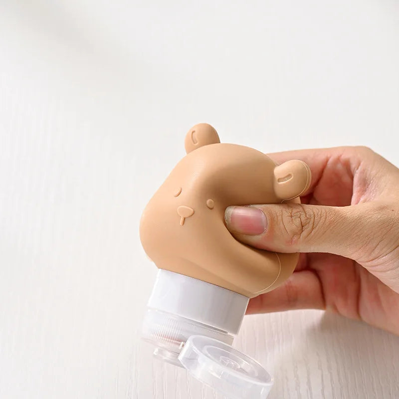 Cute Bear Travel Bottles Leak Proof Portable Mini Refillable Squeezable Containers for Shampoo Conditioner Lotion Toiletries