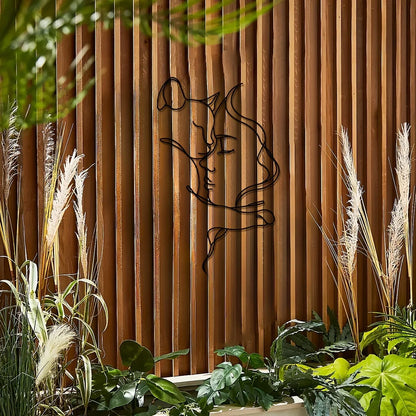 Elegant Cat and Woman Metal Wall Art - Minimalist Black Silhouette, Ideal for Cat Lovers & Sophisticated Home Décor