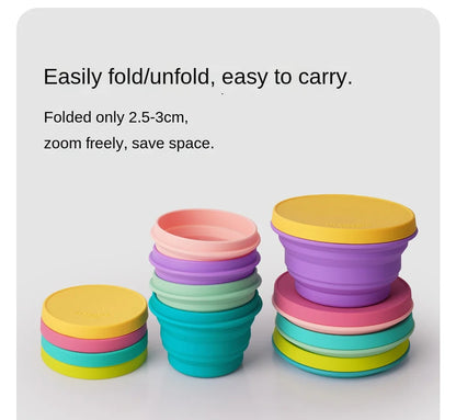 Silicone Bowl Foldable with Lid Camping Baby Travel Portable Round Large Food Container Heat Resistant Salad Bowl
