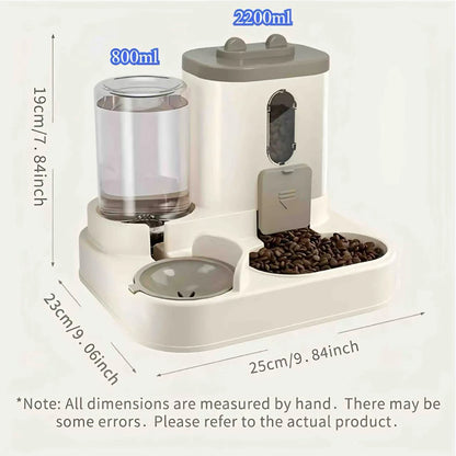 Automatic Feeder with Spill Proof Design with Water Fountain Pet Food Dispenser for Small Medium Large Cats Dogs